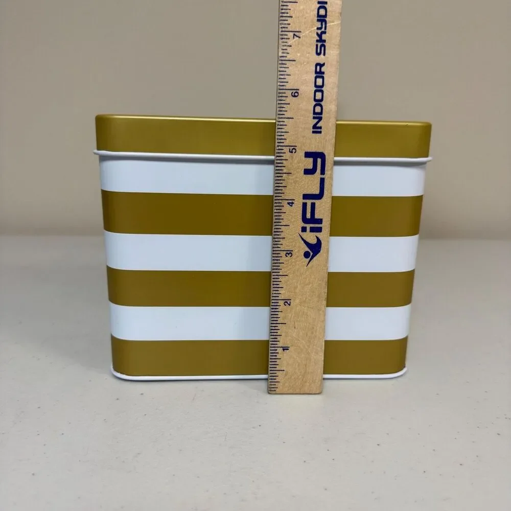 NWOT Stampin Up Note Card Organizing Tin Gold White Stripe Catalog Index Storage